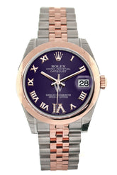 Rolex Datejust 31 Purple Roman Large Vi Set With Diamond Dial 18K Rose Gold Two Tone Jubilee Ladies